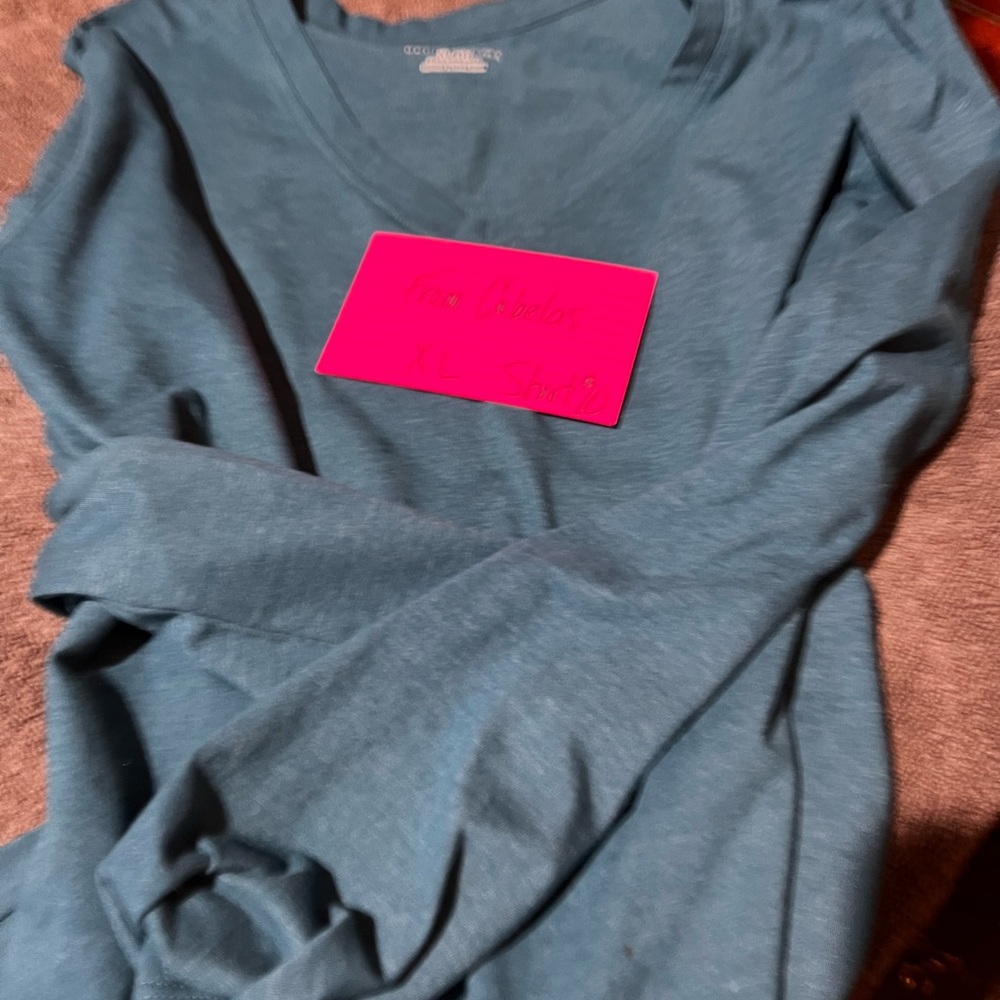 Cabela's Teal V-Neck Long Sleeve Shirt
